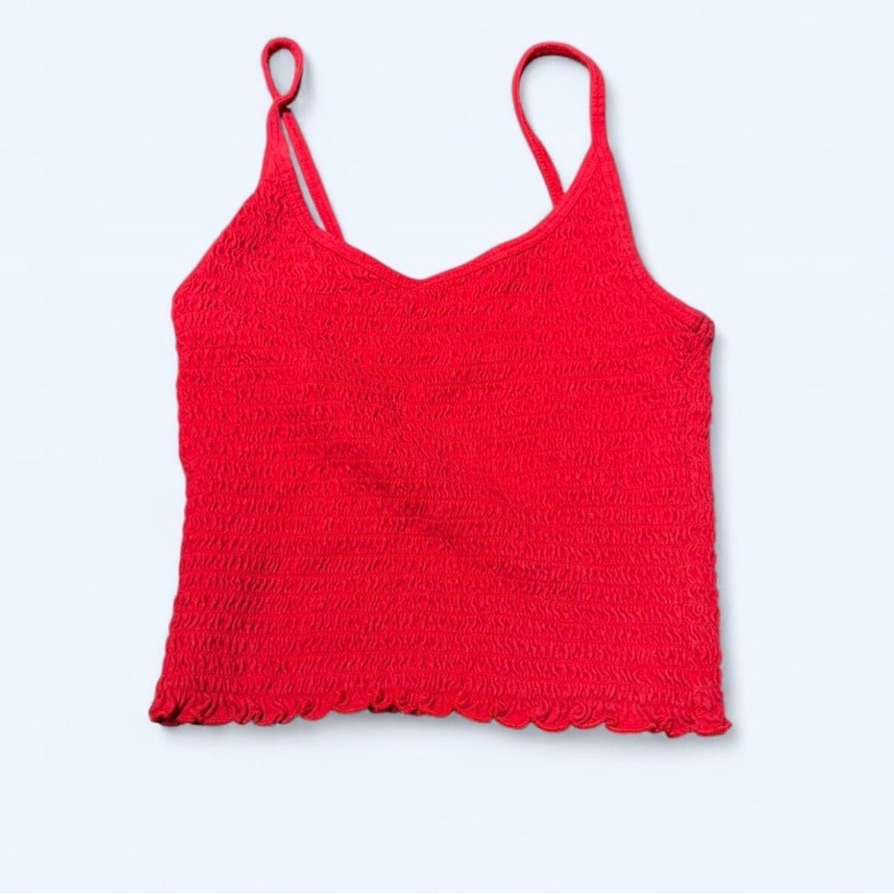 Hollister Bright Red Smocked V-Neck Cami